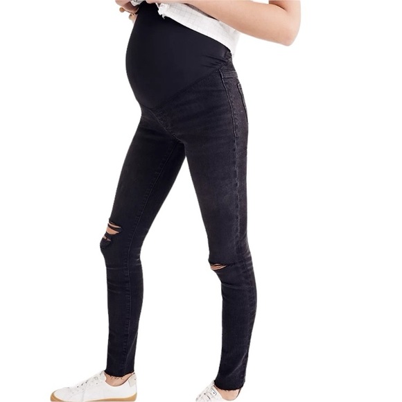 Madewell Over the Belly Maternity Jeans 23 Black Distressed - Picture 1 of 9